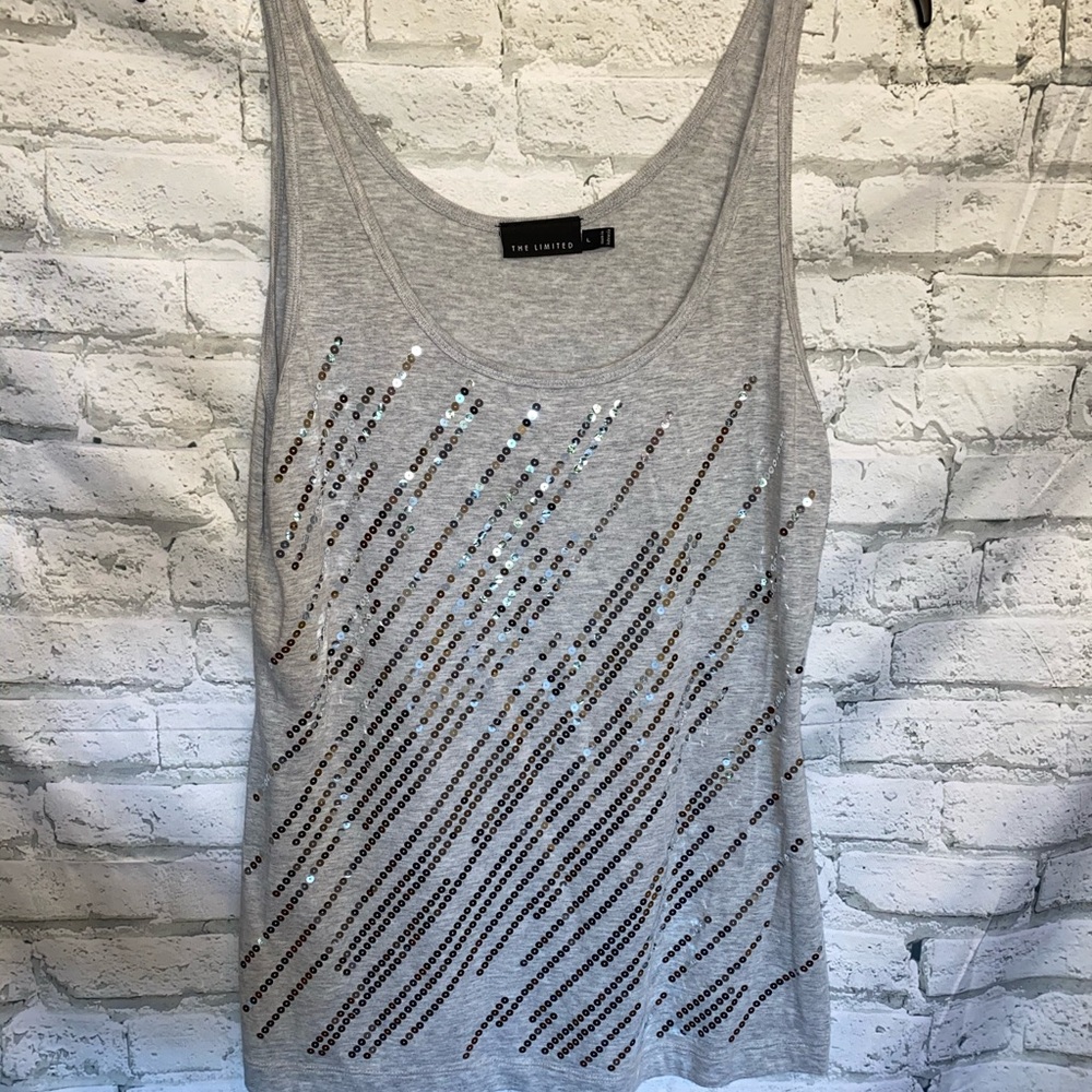 EUC Limited, Jersey tank with silver sequins.